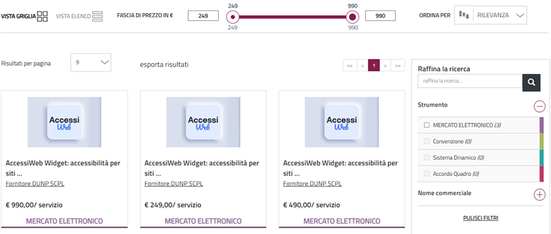 MEPA: risultati di ricerca accessiweb